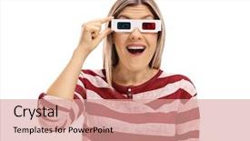  Presentation with pair - Audience pleasing PPT theme consisting of 3 pairs - surprised young woman backdrop and a  colored foreground