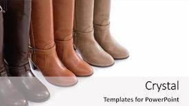  Presentation with boot camp boots - Presentation theme having 3 pairs - three pair female leather boots background and a white colored foreground