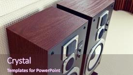  Presentation with audio speaker - Presentation theme enhanced with 3 pairs - three way big audio stereo background and a wine colored foreground
