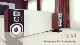  Presentation with audio speaker - Cool new presentation theme with 3 pairs - three way big audio stereo backdrop and a  colored foreground