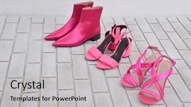  Presentation with fashion shoes - Beautiful theme featuring 3 pairs - woman fashion three pair pink backdrop and a light gray colored foreground