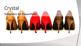  Presentation with shoes - Cool new slide deck with 3 pairs - woman shoes isolated backdrop and a  colored foreground