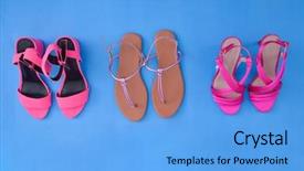  Presentation with shoes - Theme having 3 pairs - womens three shoes on blue background and a light blue colored foreground