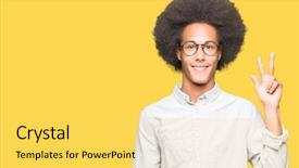  Presentation with african american seniors - Slides enhanced with 3 point - young african american man background and a yellow colored foreground