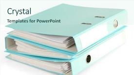  Presentation with blue - Audience pleasing slide set consisting of 3 ring binder - blue folders isolated on white backdrop and a sky blue colored foreground