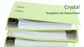  Presentation with white green - Slide set enhanced with 3 ring binder - green folders isolated on white background and a  colored foreground