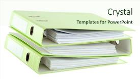  Presentation with binder - Slide set having 3 ring binder - green folders isolated on white background and a soft green colored foreground