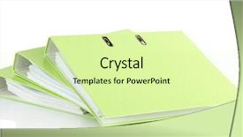  Presentation with white and green generic - Beautiful slide deck featuring 3 ring binder - green folders isolated on white backdrop and a soft green colored foreground