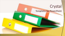  Presentation with office - Amazing theme having 3 ring binder - office folders isolated on white backdrop and a  colored foreground