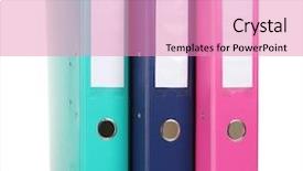  Presentation with office - Slide deck featuring 3 ring binder - office folders isolated on white background and a coral colored foreground