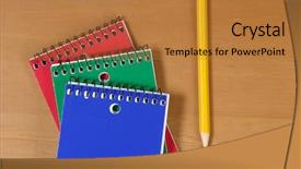  Presentation with note - Audience pleasing presentation design consisting of 3 ring binder - three note pads sitting backdrop and a gold colored foreground