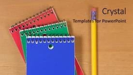  Presentation with note - Cool new slide set with 3 ring binder - three note pads sitting backdrop and a coral colored foreground