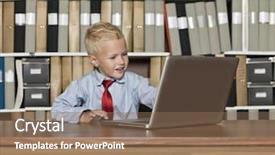  Presentation with office - Cool new presentation theme with 3 ring binder - young businessman working backdrop and a  colored foreground