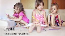  Presentation with kids moslem - Presentation design enhanced with 3 sisters - group of kids playing together background and a  colored foreground