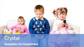  Presentation with three king - Beautiful PPT theme featuring 3 sisters - three adorable kids sitting backdrop and a teal colored foreground