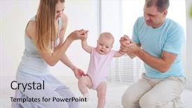  Presentation with step - PPT layouts having 3 steps - mid shot of happy parents background and a light blue colored foreground