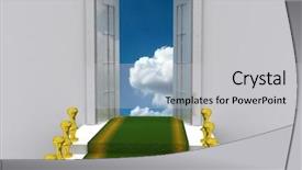  Presentation with ladder and sky - Presentation theme having 3 steps - stair to sky 3d background and a  colored foreground