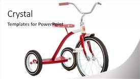  Presentation with toy - Slide deck consisting of red toy tricycle on a white background with copy space background and a white colored foreground
