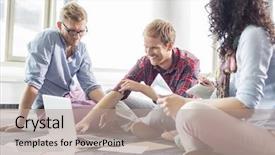  Presentation with behavioral plan - Amazing PPT layouts having 3 year planning - businessman explaining plan on laptop backdrop and a coral colored foreground