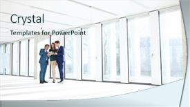  Presentation with using digital tablet - Presentation theme consisting of 3 year planning - full length of business people background and a sky blue colored foreground