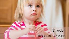  Presentation with old fashion pen - Audience pleasing slides consisting of 3 years - cute three-year-old girl draws felt-tip backdrop and a coral colored foreground