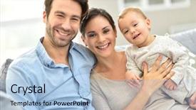  Presentation with portrait happy family smiling - Audience pleasing presentation design consisting of 3 years - portrait of happy young family backdrop and a  colored foreground