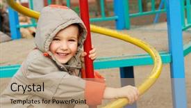  Presentation with old - Beautiful presentation theme featuring 3 years old boy playing in the playground backdrop and a coral colored foreground