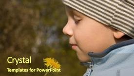  Presentation with dandelion - Presentation having 3 years old boy smelling dandelion in autumnal scenery background and a tawny brown colored foreground