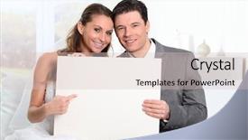  Presentation with whiteboard - Presentation theme enhanced with 30 year celebration - bride and groom holding whiteboard background and a  colored foreground