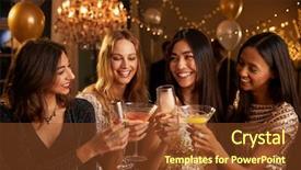  Presentation with make in india - PPT theme enhanced with 30 year celebration - female friends make toast background and a tawny brown colored foreground