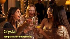  Presentation with celebrate - Theme with 30 year celebration - female friends make toast background and a tawny brown colored foreground