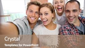  Presentation with friends - Slides enhanced with 30s - group of friends taking picture background and a coral colored foreground