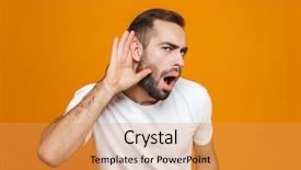  Presentation with hear - Presentation design consisting of 30s trying to hear something background and a yellow colored foreground