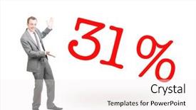  Presentation with motivation ball hill businessman - Theme having 31 - businessman proudly presenting 31 background and a  colored foreground