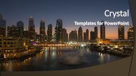  Presentation with dubai evening skyline luxury district - PPT theme having 31 - dubai uae 31 january 2017 background and a ocean colored foreground