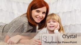  Presentation with displaying a happy mother cudd - Presentation design featuring 31 - happy mother and sweet little background and a  colored foreground