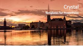  Presentation with scenic - Cool new PPT theme with 31 - scenic stockholm city old town backdrop and a coral colored foreground