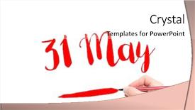  Presentation with waiter hand in white glove - Cool new theme with 31 may written by hand backdrop and a white colored foreground