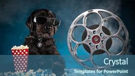  Presentation with film - Audience pleasing presentation theme consisting of 35mm - black funny dog with retro backdrop and a ocean colored foreground