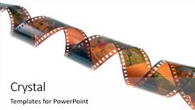  Presentation with film strip - Amazing presentation having 35mm film strip isolated over white background backdrop and a white colored foreground
