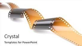  Presentation with film reel - Slides consisting of 35mm film strip isolated background and a white colored foreground
