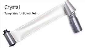  Presentation with film reel - Theme enhanced with 35mm film strip background and a white colored foreground