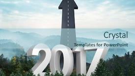  Presentation with road bike in mountains - Audience pleasing PPT theme consisting of 3d 2017 with road leading backdrop and a light blue colored foreground