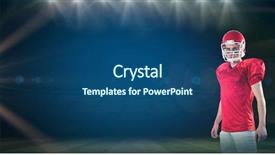  Presentation with football blue - PPT theme with 3d a serious american football player taking his helmet looking at camera against blue background with vignette background and a ocean colored foreground