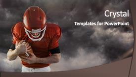  Presentation with gloomy - PPT layouts consisting of 3d american football player protecting football against gloomy sky background and a dark gray colored foreground