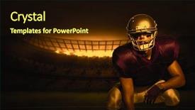  Presentation with rugby - Slides featuring 3d american football player in uniform crouching against rugby stadium background and a wine colored foreground