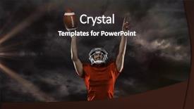  Presentation with gloomy - Colorful PPT layouts enhanced with 3d american football player with holding ball arms raised against gloomy sky backdrop and a dark gray colored foreground