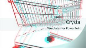  Presentation with shopping trolley - Presentation theme enhanced with 3d anaglyph of shopping trolley background and a sky blue colored foreground