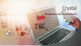  Presentation with mobile phone and germs - Presentation theme featuring white animations - businessman using laptop and mobile background and a lemonade colored foreground