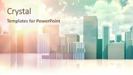  Presentation with cityscape - Amazing PPT theme having cityscape against white background backdrop and a cream colored foreground